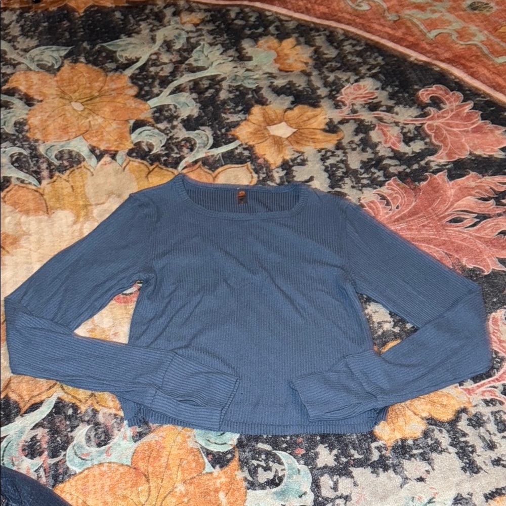 Mono B Blue Crop Fitted Hoodie